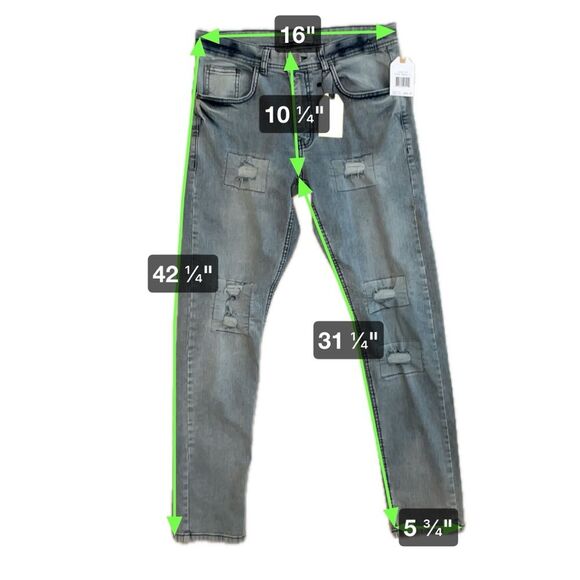 Trestles Supply Co. Distressed Stretch Denim Straight Fit Jeans Blue Size 32 NWT - Picture 4 of 10
